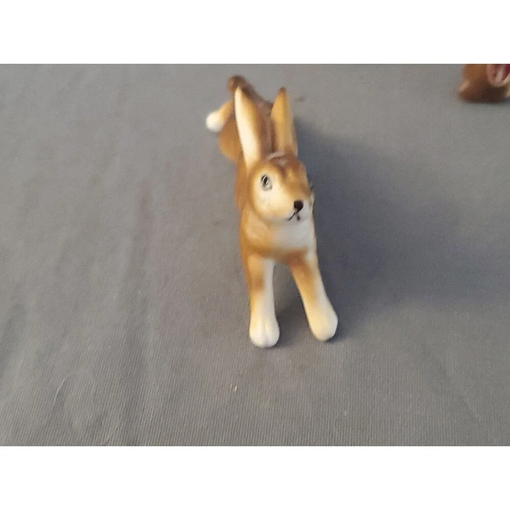 3 Vtg Bone China Ceramic Japan collectibles Rabbit Bunny Brown Mini Trinket Read